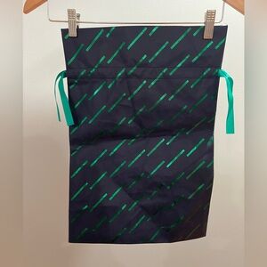 Unisex Navy Drawstring Bag with Green tie pulls and Accents